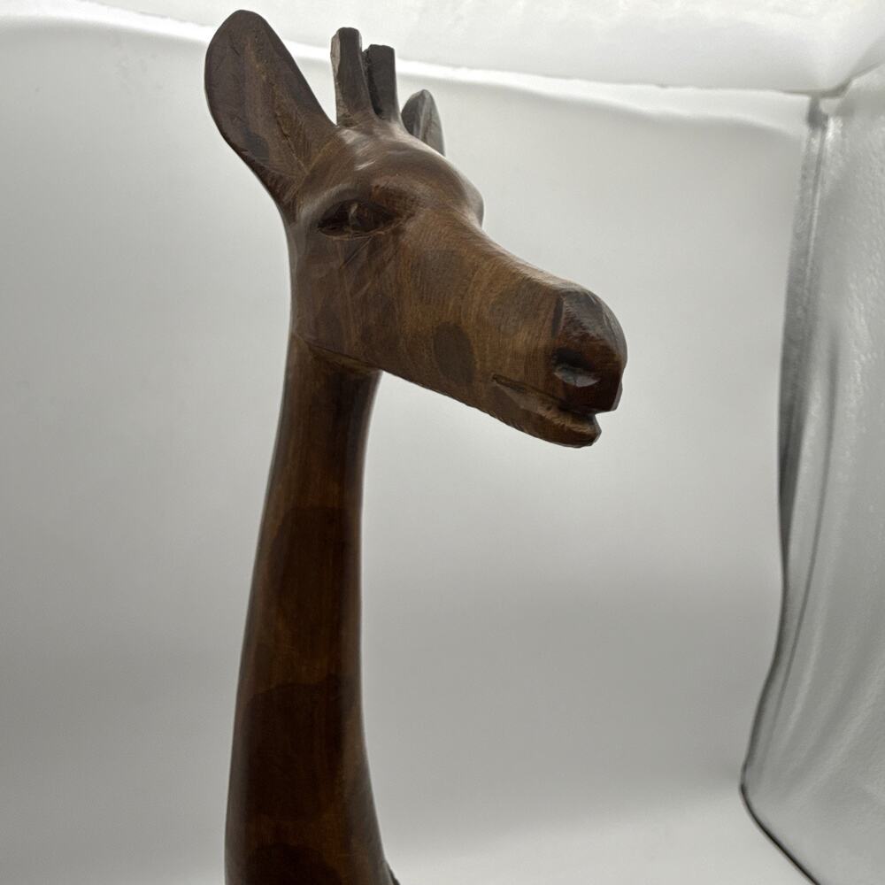 Hand Carved Wooden Giraffe Safari Art Figure 18” Tall Made in Africa? - Picture 2 of 10